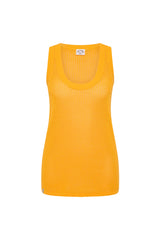 Mimosa Yellow Organic Cotton Relaxed Fit Open Knit Tank Top