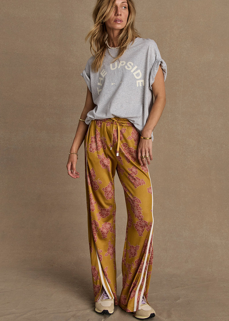 THE UPSIDE Women's Floral Batik Roma Pants - Comfortable Drawcord Waist Summer Activewear