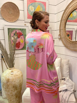 Shirt Arty Palm Pink Green| بلوزة نسائية