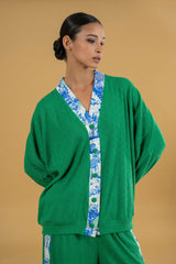 Cardigan Knitwear Lace SIlk Detail| بلوزة نسائية Cardigan Knit - Maison Clad