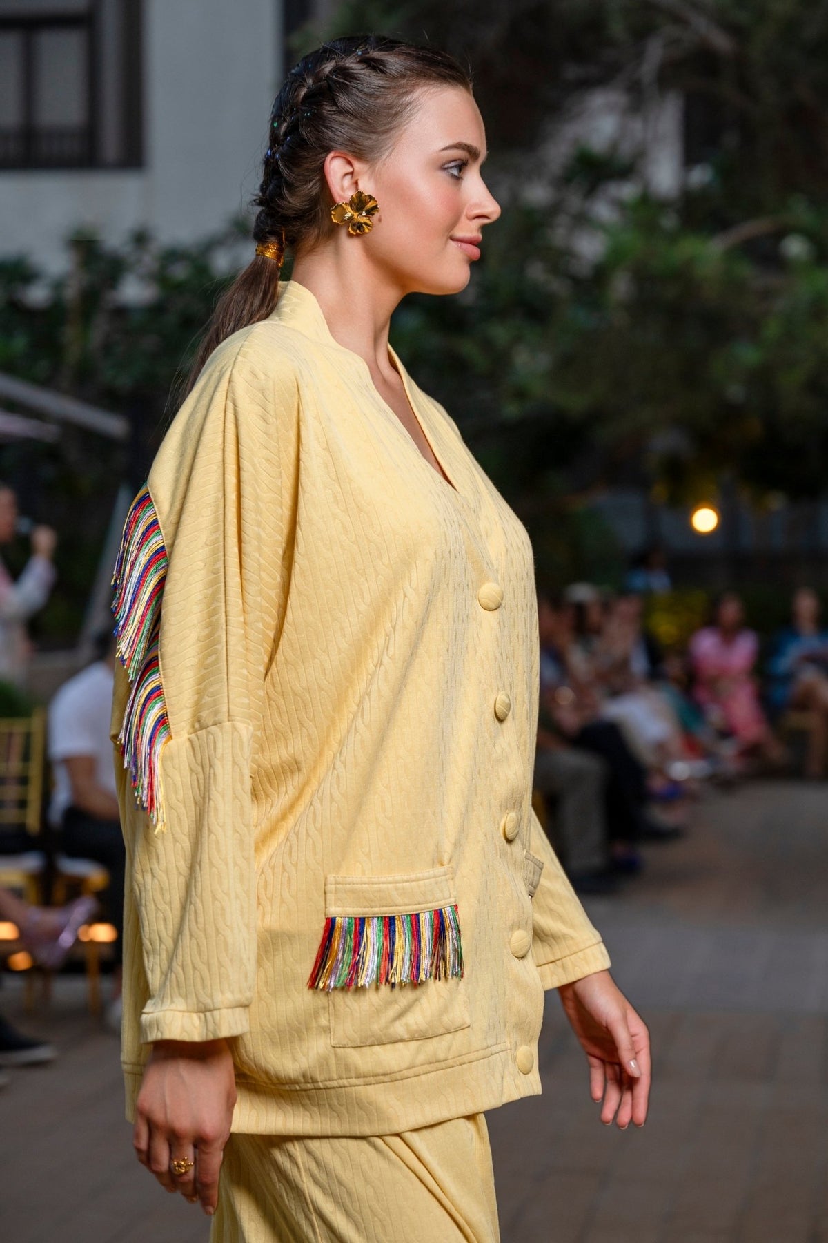 Cardigan Marley Yellow Multi Fringes | بلوزة نسائية Marley - Maison Clad