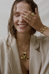 24K Recycled Gold Molyvos Floral Necklace with 45cm Chain