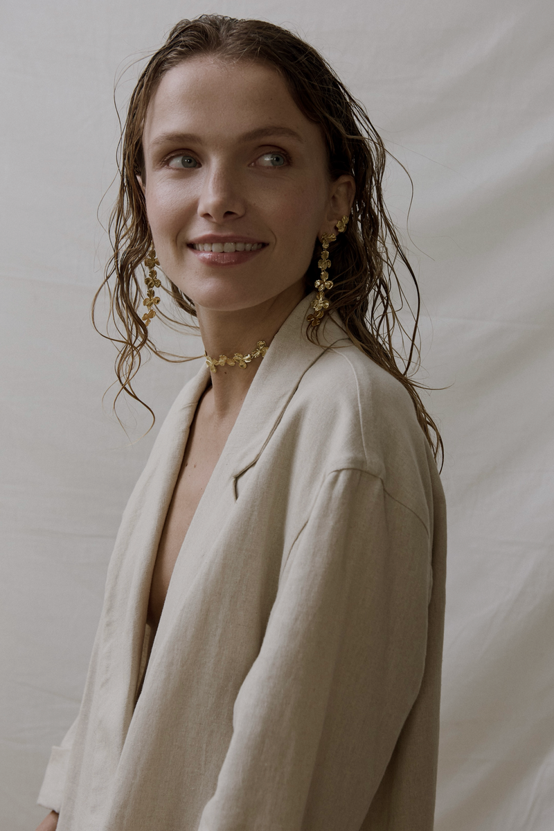 Kymaia 24k Recycled Gold Floral Cascade Earrings – Elegant French Design