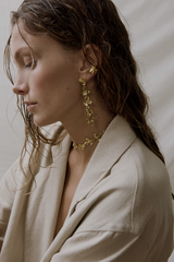 Kymaia 24k Recycled Gold Floral Cascade Earrings – Elegant French Design