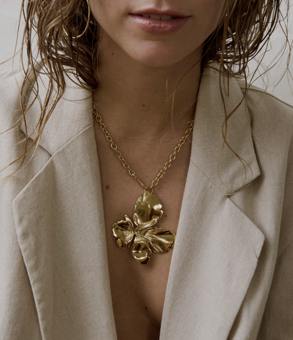 24K Recycled Gold Molyvos Floral Necklace with 45cm Chain