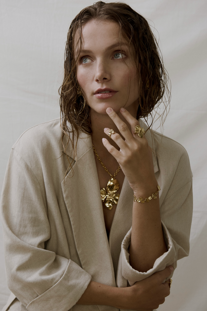 24K Recycled Gold Molyvos Floral Necklace with 45cm Chain