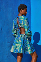 Cut Out Palmtree Dress Green turquoise GAIA | فستان نسائي - Maison Clad
