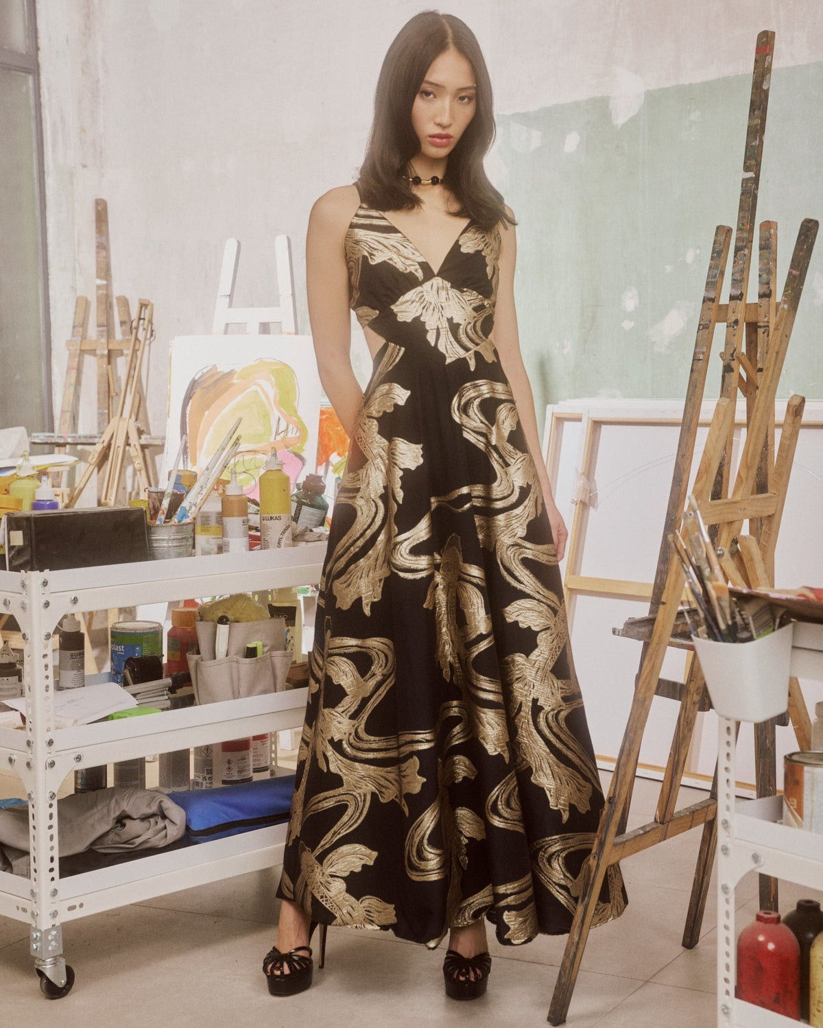 Cut Out Thessala Black Callisto| فستان نسائي - Maison Clad