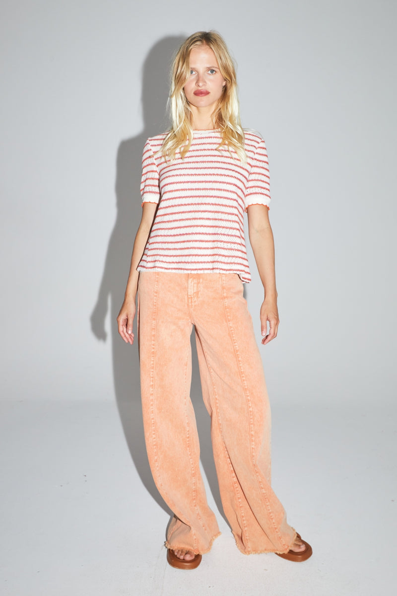 Trouser Denim Swiggy Palazzo Peach |سروال Denim Palazzo Peach