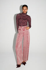 Chic Bordeaux Swiggy Palazzo Denim Pants - High Waist Wide Leg Portugal Crafted