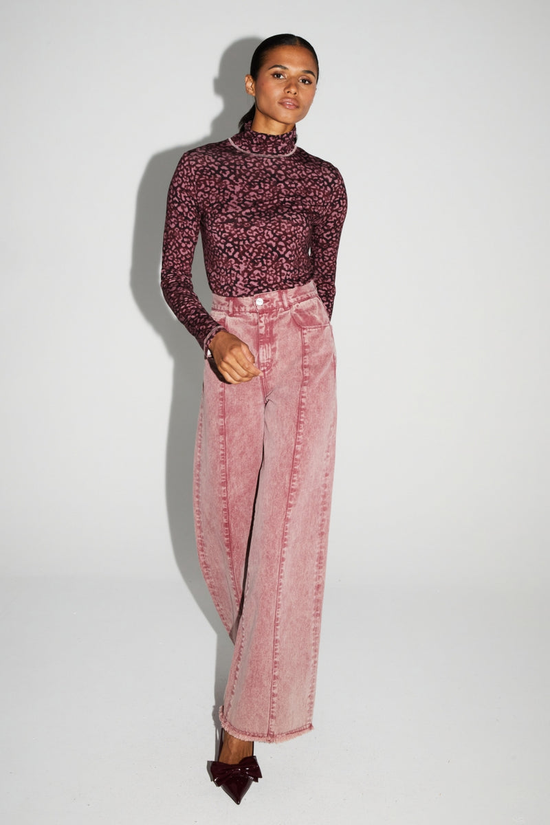 Chic Bordeaux Swiggy Palazzo Denim Pants - High Waist Wide Leg Portugal Crafted