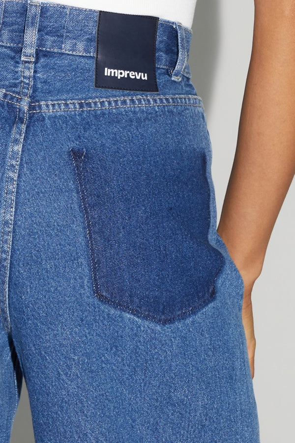 Stylish Imprevu Women's Swiggy High-Waist Wide-Leg Medium Blue Denim Palazzo Trousers