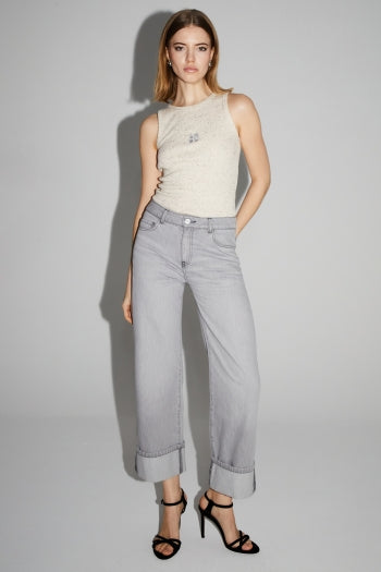 Trouser Denim Kate Straight Light Grey |سروال Denim Straight