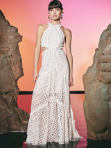 Dentelle Cut Out Dress White | فستان نسائي - Maison Clad