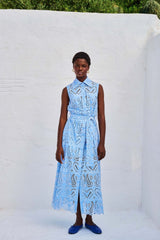 Dentelle Shirtdress Sleeveless GAIA Light Blue | فستان نسائي - Maison Clad