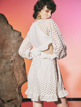 Dentelle Short Cut Out Dress White | فستان نسائي - Maison Clad