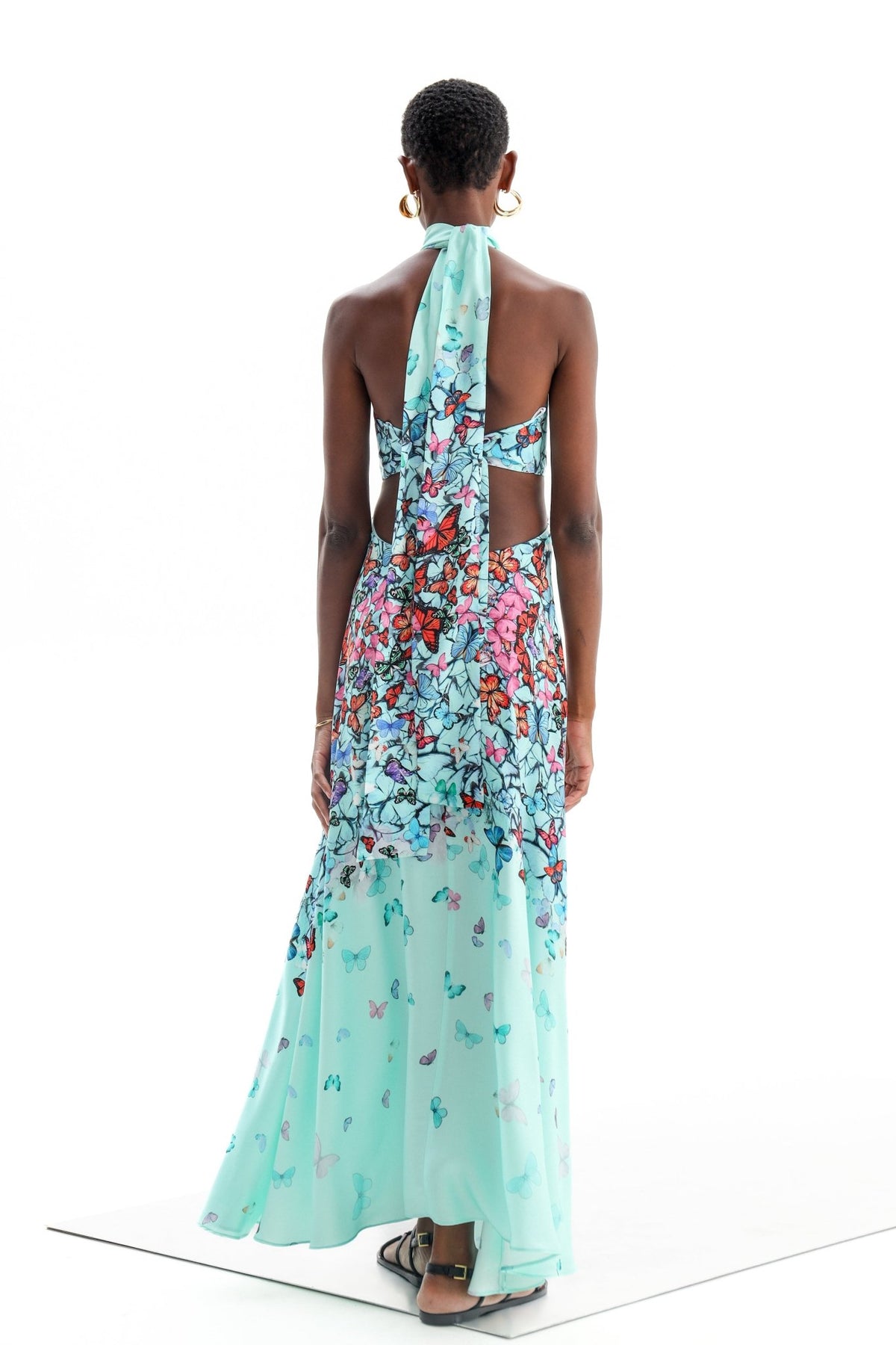 Dress Ersa Cut Out Butterflies Althea Aqua| فستان نسائي - Maison Clad