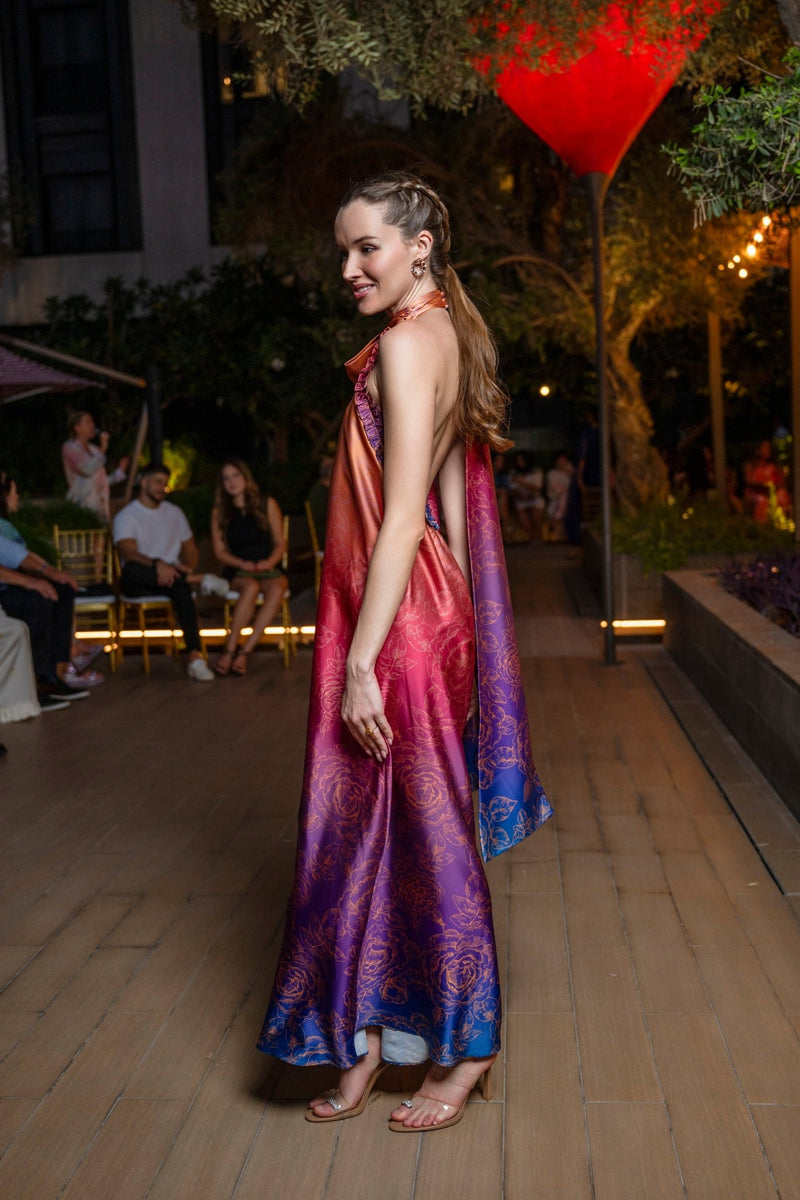 Dress Haifa Astro Gradient Roses/ فستان نسائي Haifa - Maison Clad