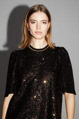 Alix Bordeaux Gold Sequin Mini Dress: Italian Made, Loose Fit, Glamorous Style