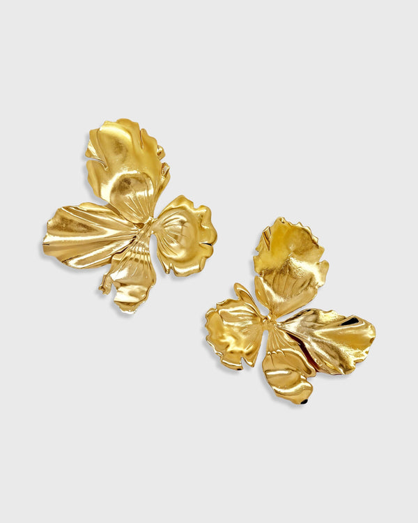 Large Nemesis Flower Earrings in 24K Recycled Gold – Elegant Statement