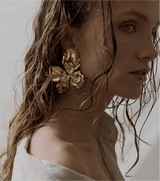 Large Nemesis Flower Earrings in 24K Recycled Gold – Elegant Statement