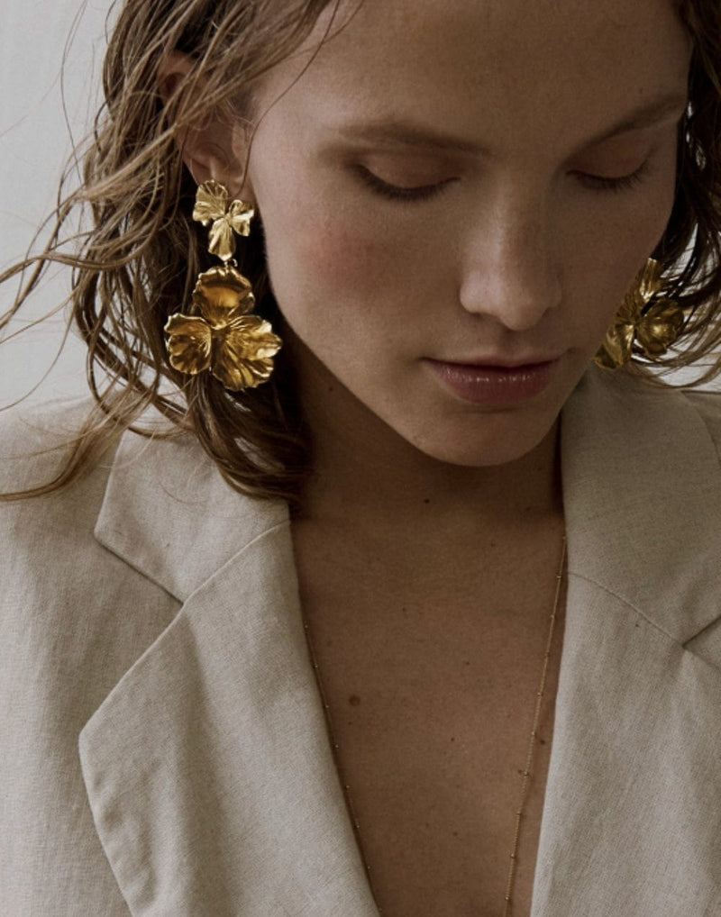 Thalie 24K Recycled Gold Floral Drop Earrings – Paris Luxury