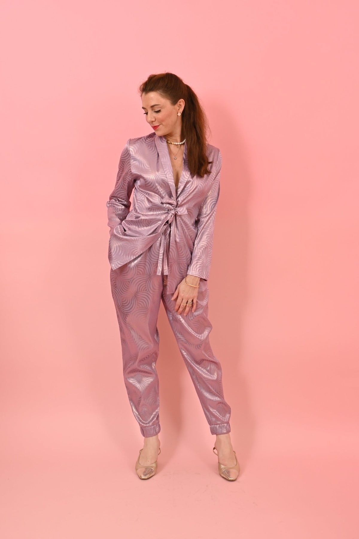 Ella Trouser Metallic Purple | بنطلون نسائي - Maison Clad