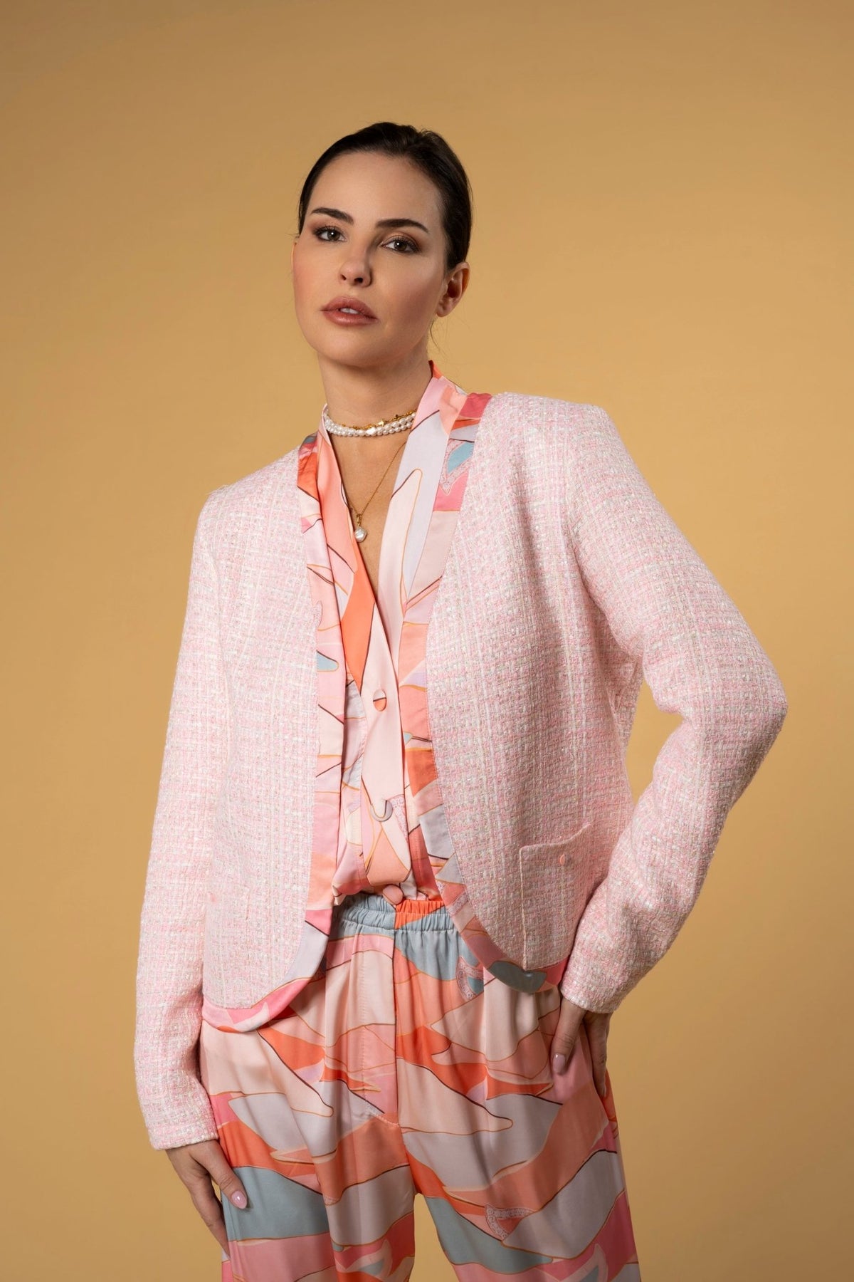 Jacket Tweed Alif Pink |سترة Tweed Alif Pink - Maison Clad