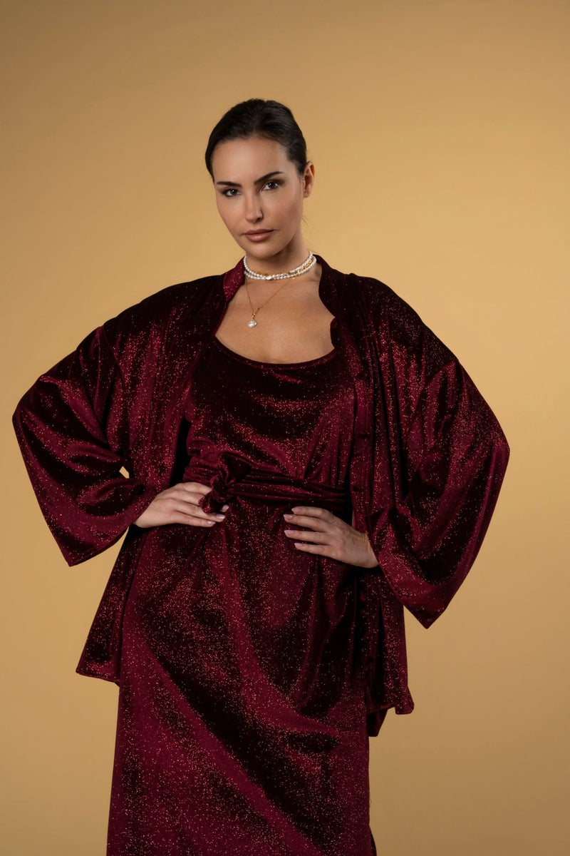 Jacket Velvety Burgundy Shimmers | بلوزة نسائية Velvety Burgundy Shimmers - Maison Clad