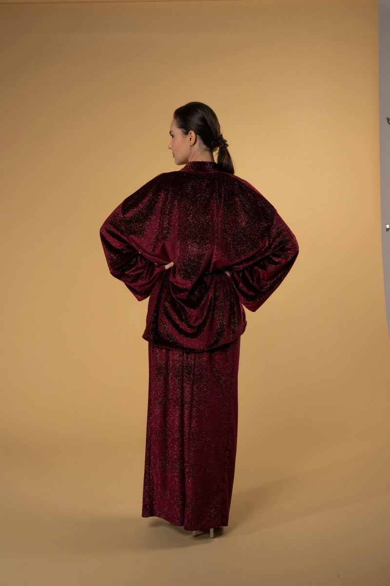 Jacket Velvety Burgundy Shimmers | بلوزة نسائية Velvety Burgundy Shimmers - Maison Clad