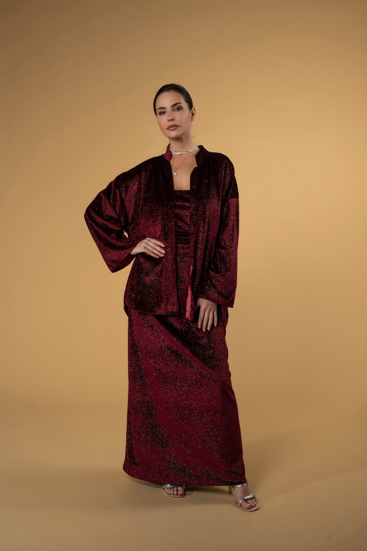 Jacket Velvety Burgundy Shimmers | بلوزة نسائية Velvety Burgundy Shimmers - Maison Clad