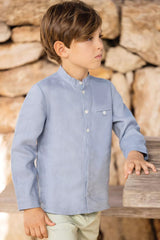 Kids' Shirt Carnet de Voyage - Blue | قميص - Maison Clad