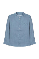 Kids' Shirt Carnet de Voyage - Blue | قميص - Maison Clad