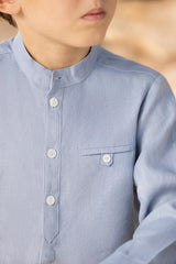 Kids' Shirt Carnet de Voyage - Blue | قميص - Maison Clad