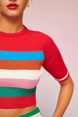 Lora Knitted Top Red | قميص نسائي - Maison Clad