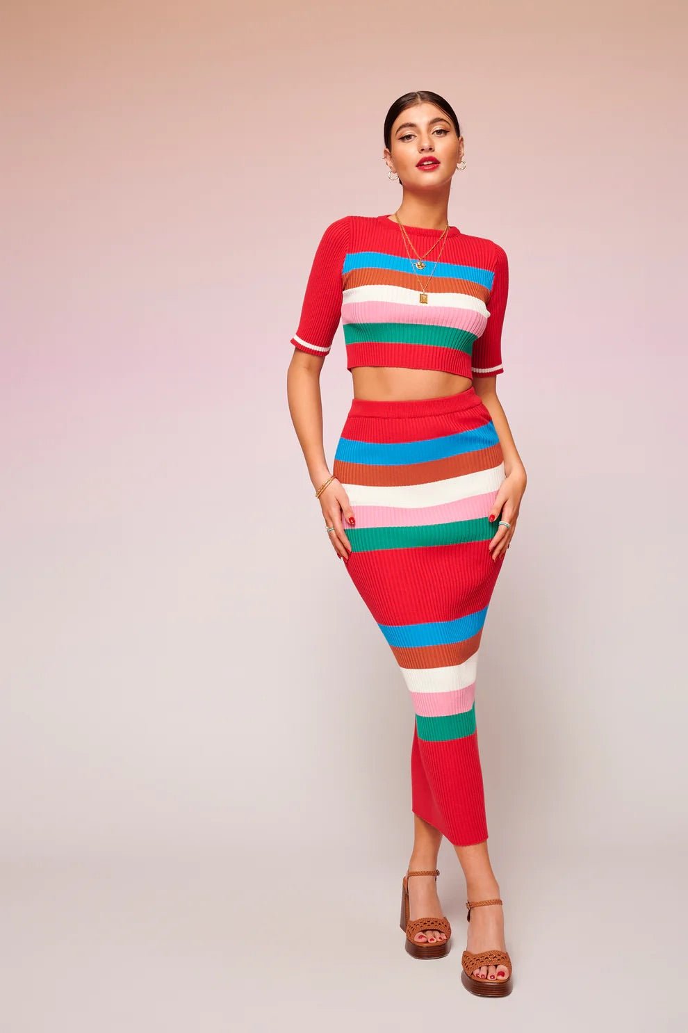 Lora Knitted Top Red | قميص نسائي - Maison Clad