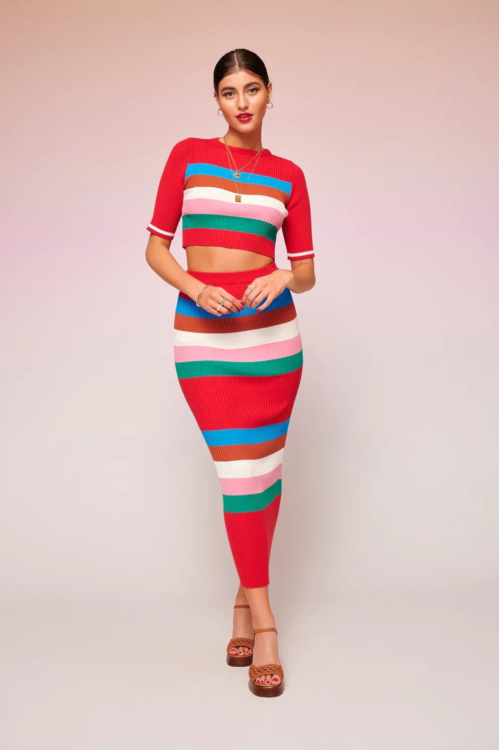 Lora Knitted Top Red | قميص نسائي - Maison Clad