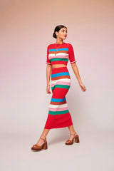 Lora Knitted Top Red | قميص نسائي - Maison Clad