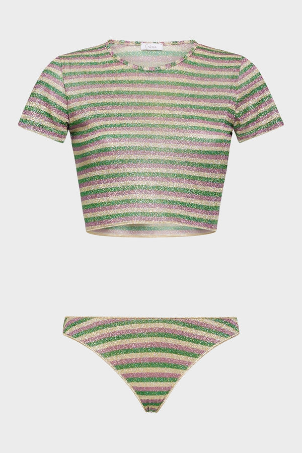 LUMIERE CROP TOP STRIPES AND BOTTOM | قميص علوي نسائي - Maison Clad