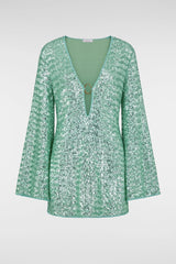 LUMIERE O - PAILLETTE KAFTAN AQUA | لباس المرأة - Maison Clad