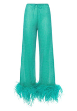 LUMIERE PLUMAGE LONG PANTS AQUAMARINE & CITRON | سراويل نسائية - Maison Clad