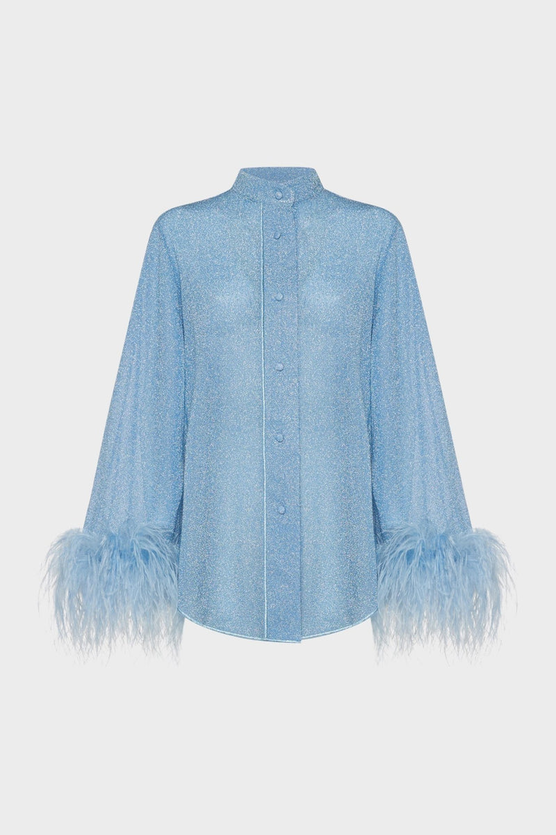 LUMIERE PLUMAGE LONG SHIRT Crystal | قميص علوي نسائي - Maison Clad