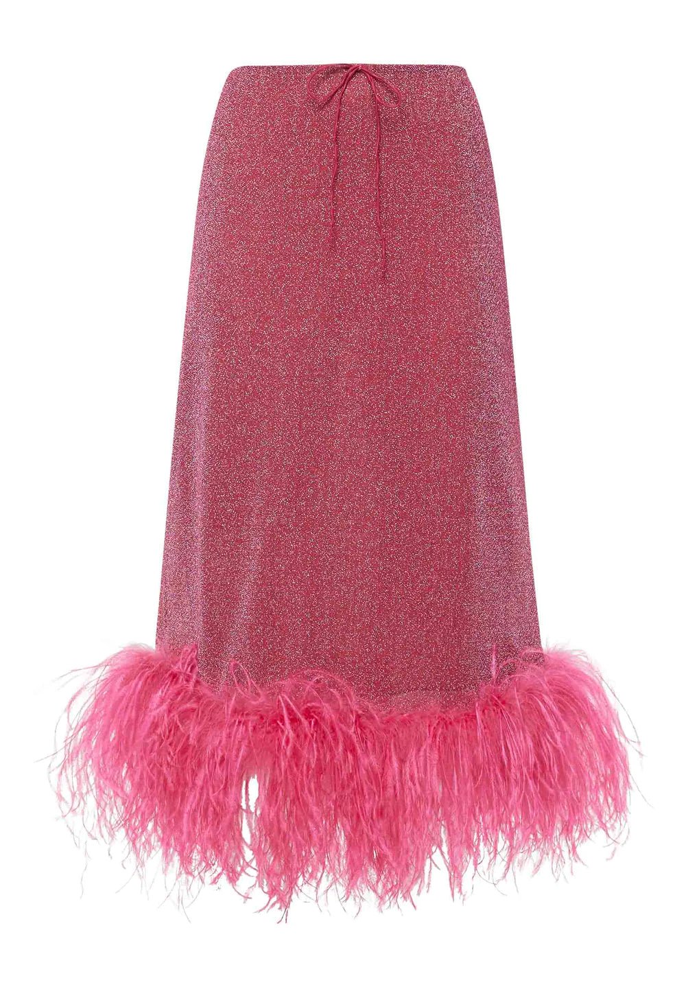 LUMIERE PLUMAGE MIDI SKIRT RASPBERRY | تنورة نسائية - Maison Clad