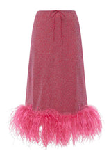 LUMIERE PLUMAGE MIDI SKIRT RASPBERRY | تنورة نسائية - Maison Clad