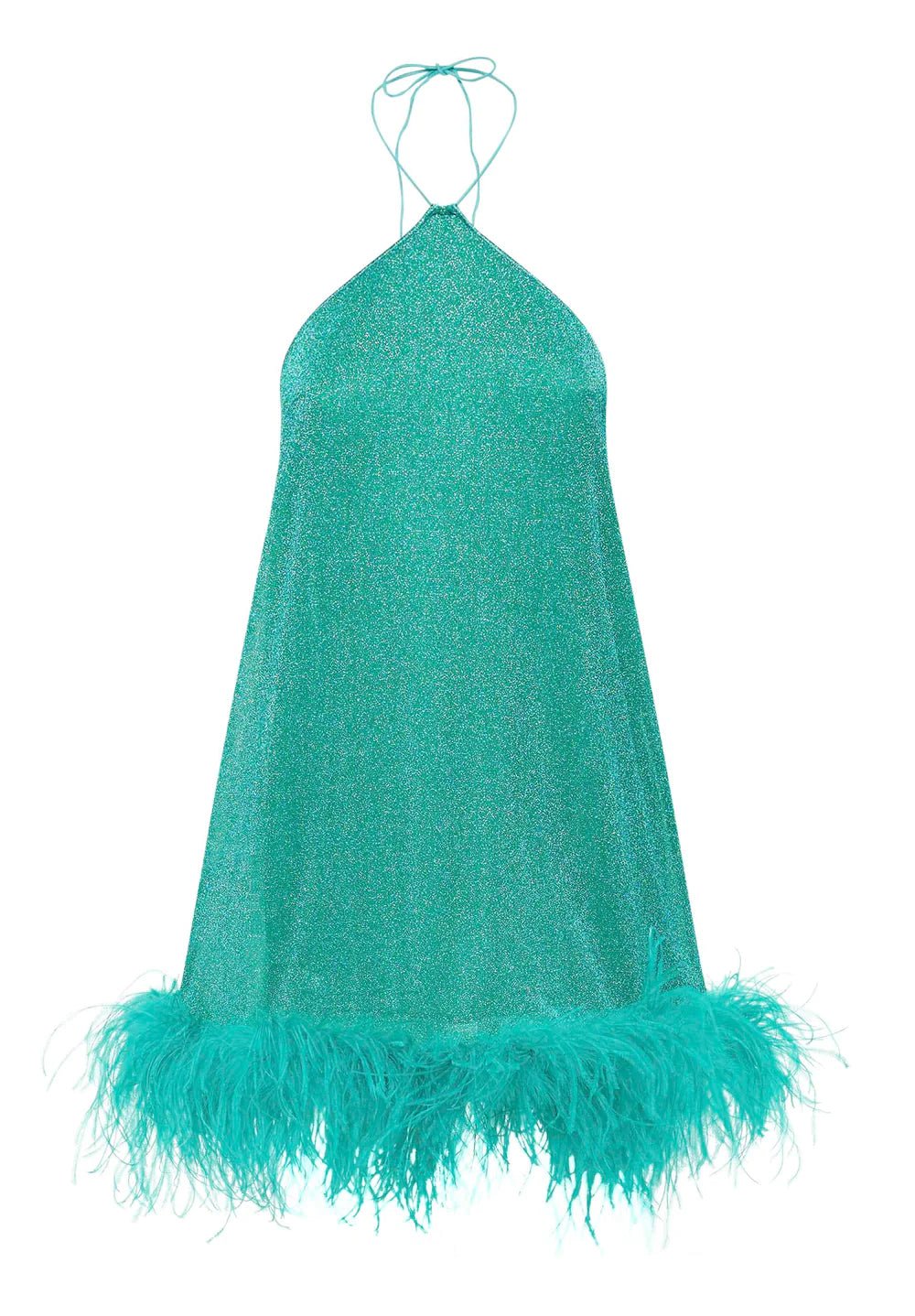 LUMIERE PLUMAGE MINI DRESS AQUAMARINE & CITRON | لباس المرأة - Maison Clad