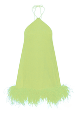 LUMIERE PLUMAGE MINI DRESS AQUAMARINE & CITRON | لباس المرأة - Maison Clad