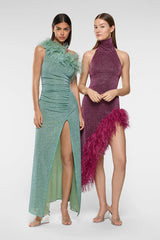 LUMIERE PLUMAGE ONE SHOULDER DRESS AQUA | لباس المرأة - Maison Clad