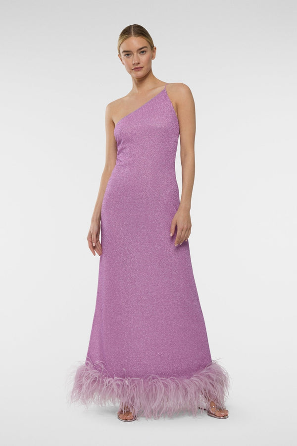 LUMIERE PLUMAGE ONE SHOULDER DRESS LILAC| لباس المرأة - Maison Clad