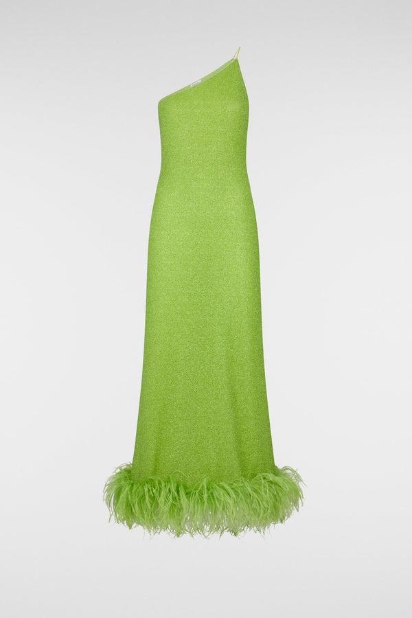 LUMIERE PLUMAGE ONE SHOULDER DRESS LIME| لباس المرأة - Maison Clad