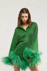 LUMIERE PLUMAGE SHORTS EMERALD GREEN | السراويل النسائية - Maison Clad